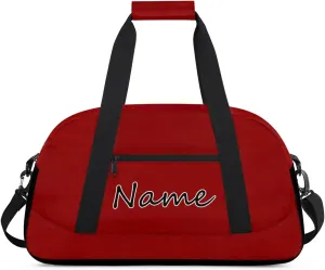 Dark Red Custom Gym Bag for Women Men, Personalized Duffel Bag with Name, Small Sports Gym Bag Travel Duffle Bag Weekender Carry On Overnight Bags