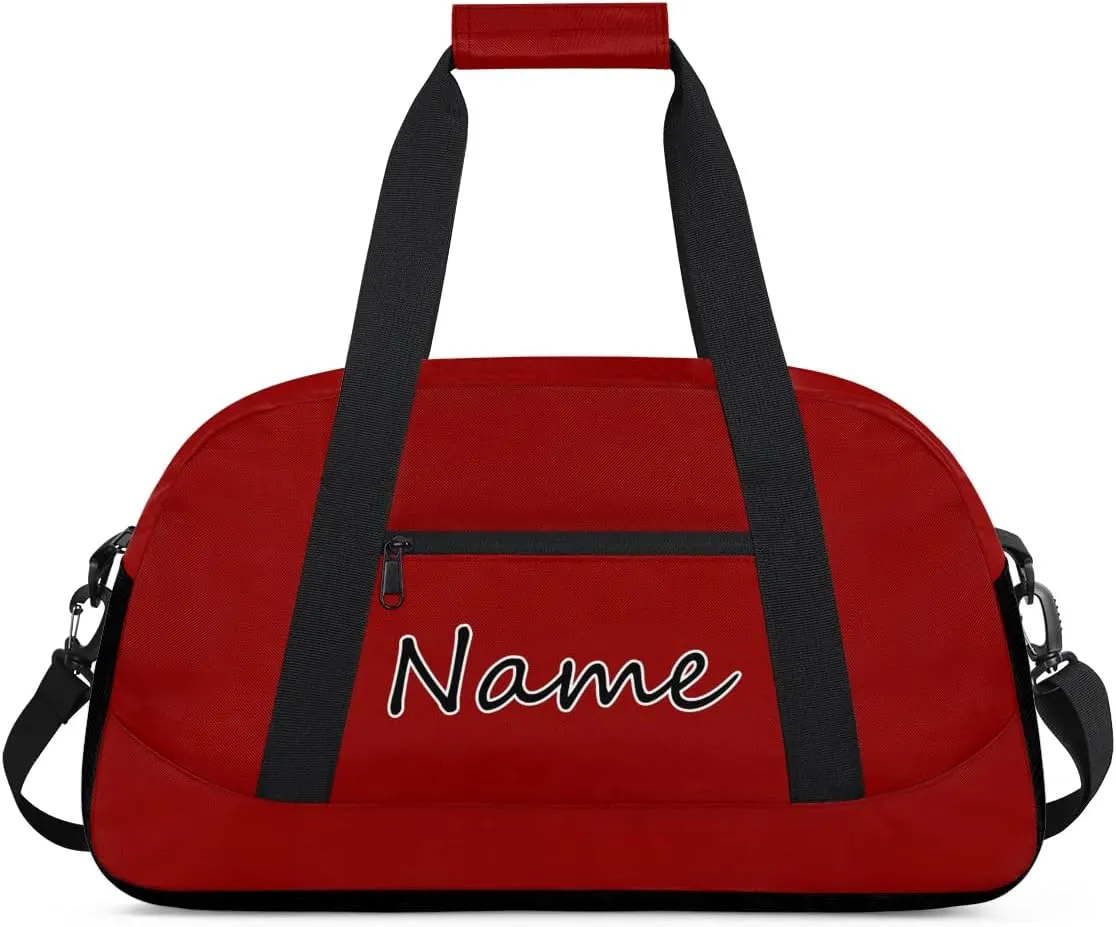 Dark Red Custom Gym Bag for Women Men, Personalized Duffel Bag with Name, Small Sports Gym Bag Travel Duffle Bag Weekender Carry On Overnight Bags