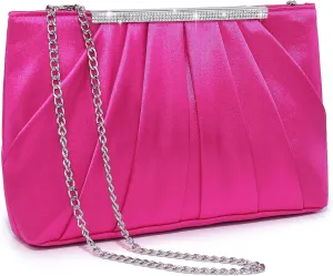 Dasein Elegant Pleated Evening Clutch Bags for Women Formal Handbags Purses for Wedding Party Prom with Sparkly Rhinestones