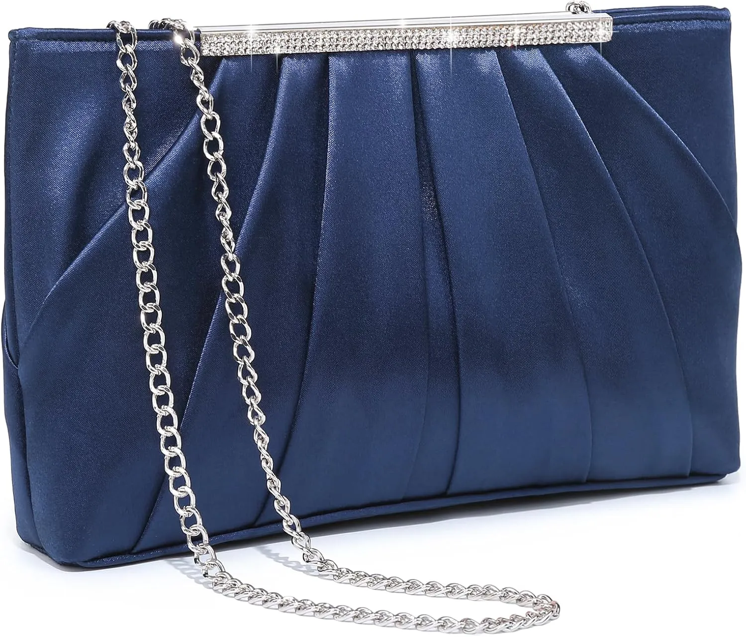 Dasein Elegant Pleated Evening Clutch Bags for Women Formal Handbags Purses for Wedding Party Prom with Sparkly Rhinestones