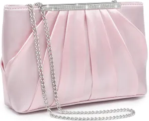 Dasein Elegant Pleated Evening Clutch Bags for Women Formal Handbags Purses for Wedding Party Prom with Sparkly Rhinestones
