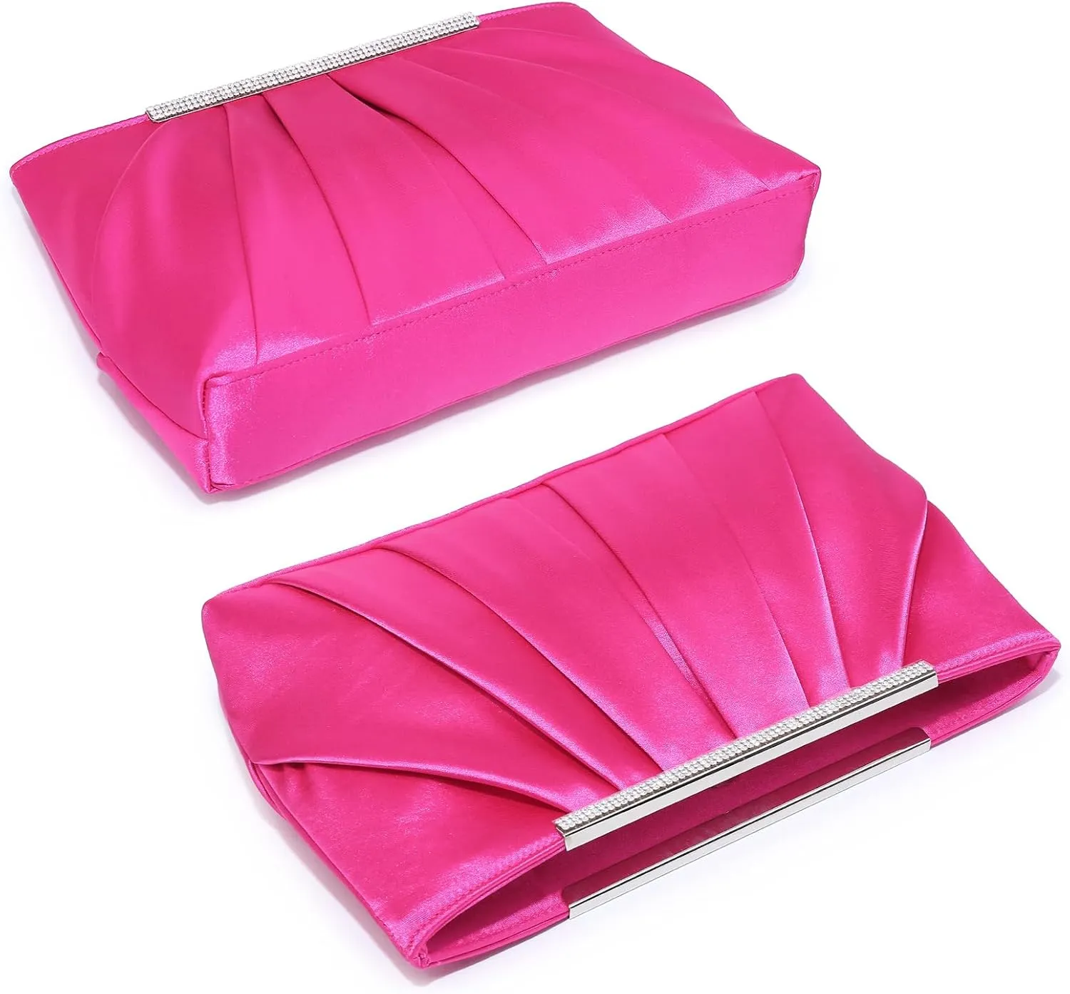 Dasein Elegant Pleated Evening Clutch Bags for Women Formal Handbags Purses for Wedding Party Prom with Sparkly Rhinestones