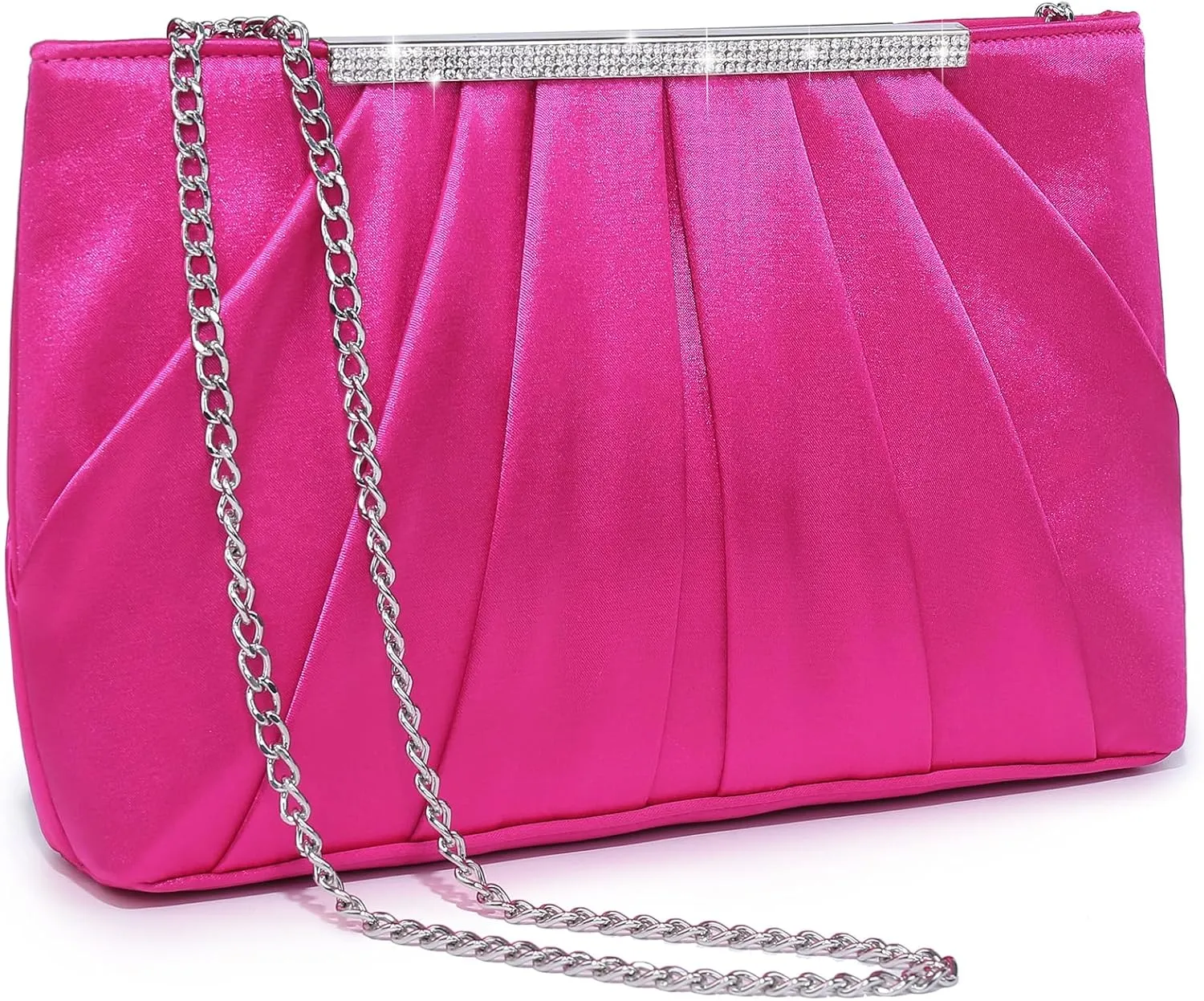 Dasein Elegant Pleated Evening Clutch Bags for Women Formal Handbags Purses for Wedding Party Prom with Sparkly Rhinestones