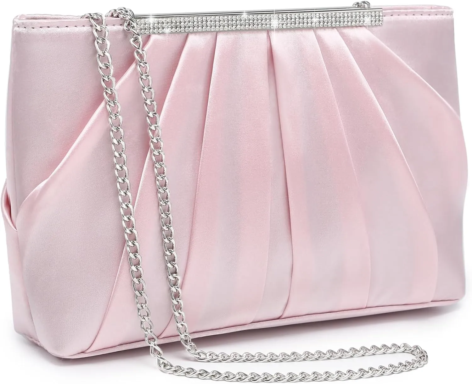 Dasein Elegant Pleated Evening Clutch Bags for Women Formal Handbags Purses for Wedding Party Prom with Sparkly Rhinestones