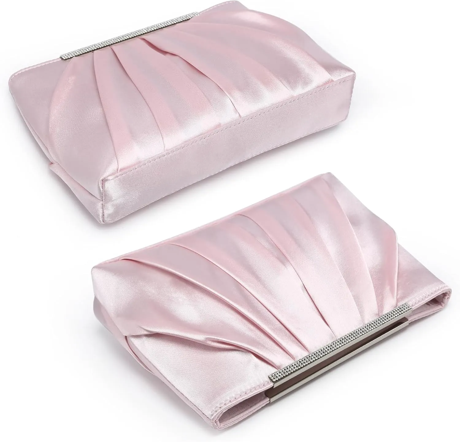 Dasein Elegant Pleated Evening Clutch Bags for Women Formal Handbags Purses for Wedding Party Prom with Sparkly Rhinestones
