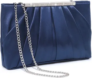Dasein Elegant Pleated Evening Clutch Bags for Women Formal Handbags Purses for Wedding Party Prom with Sparkly Rhinestones