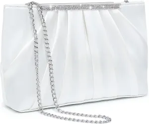 Dasein Elegant Pleated Evening Clutch Bags for Women Formal Handbags Purses for Wedding Party Prom with Sparkly Rhinestones