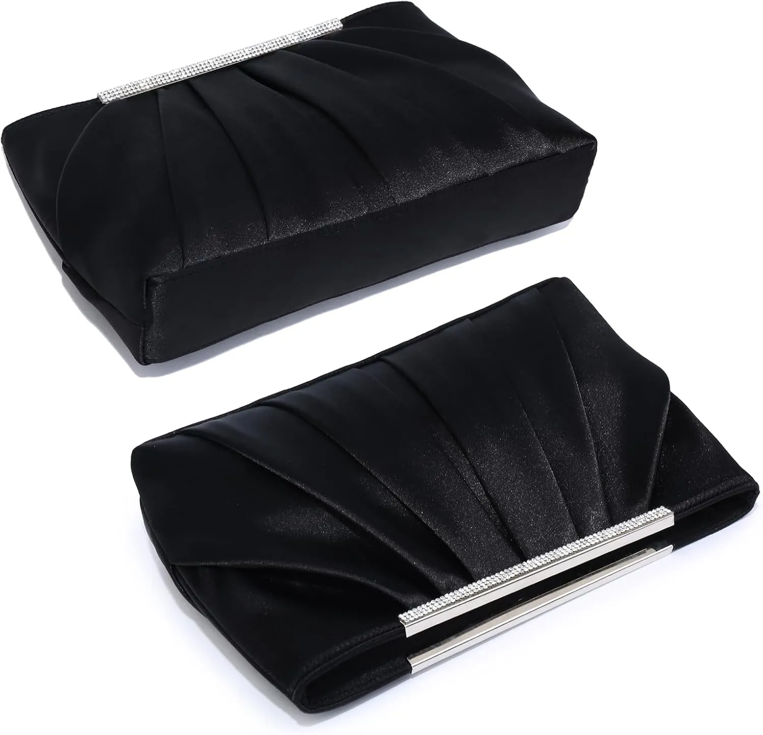 Dasein Elegant Pleated Evening Clutch Bags for Women Formal Handbags Purses for Wedding Party Prom with Sparkly Rhinestones