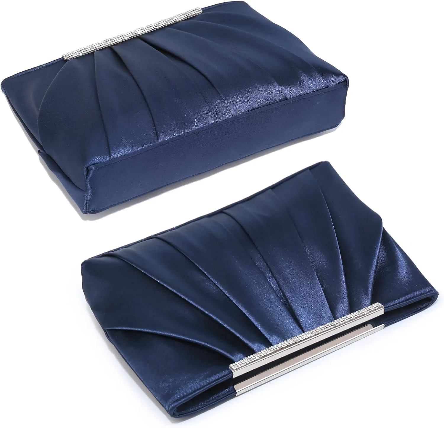 Dasein Elegant Pleated Evening Clutch Bags for Women Formal Handbags Purses for Wedding Party Prom with Sparkly Rhinestones