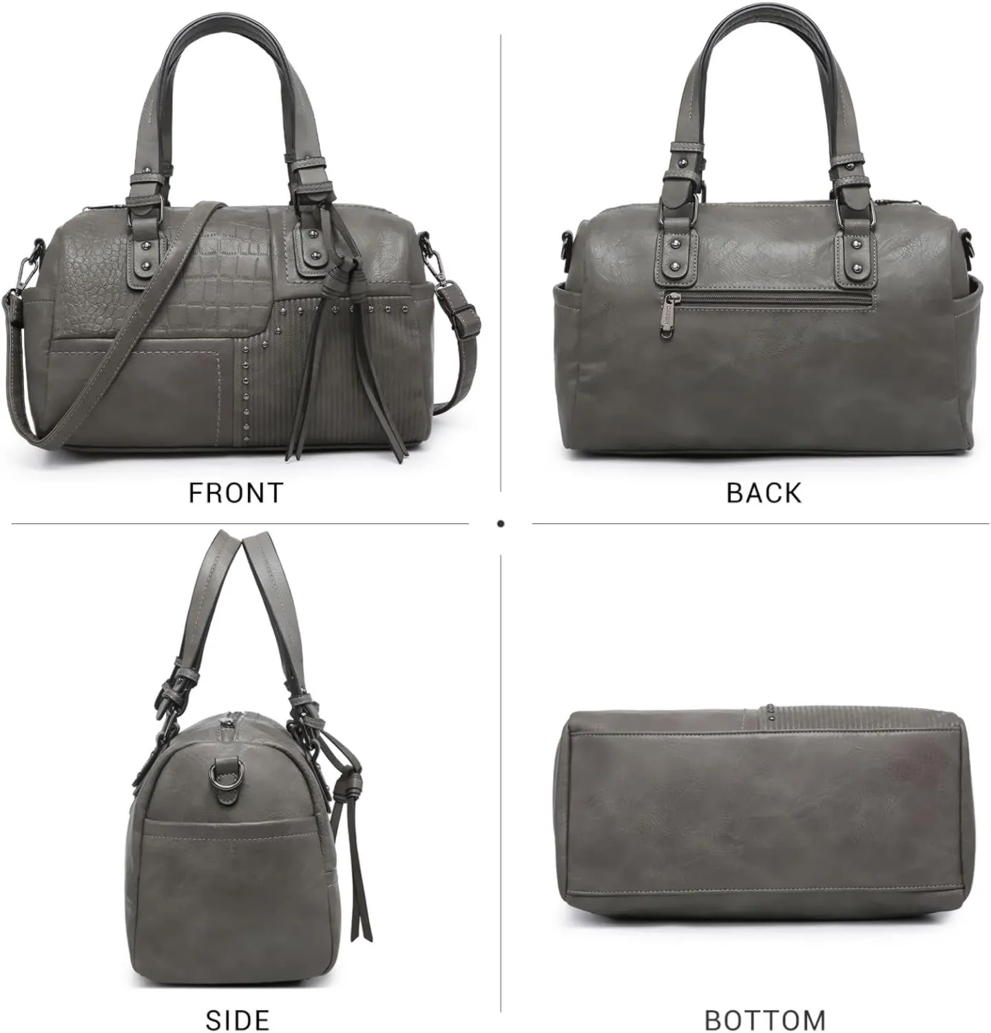 Dasein Women Soft Vegan Leather Barrel Bags Large Hobo Top Handle Work Totes Satchel Handbags Shoulder Purse