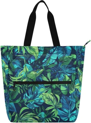 Decorative Books Totes Book Bag for Kids Adults, Toledo Blue and Borneo Green Dual Color Water-resistant Library Shoulder Bag Handbag with Zipper for School Shopping Beach Rainbow para llevar