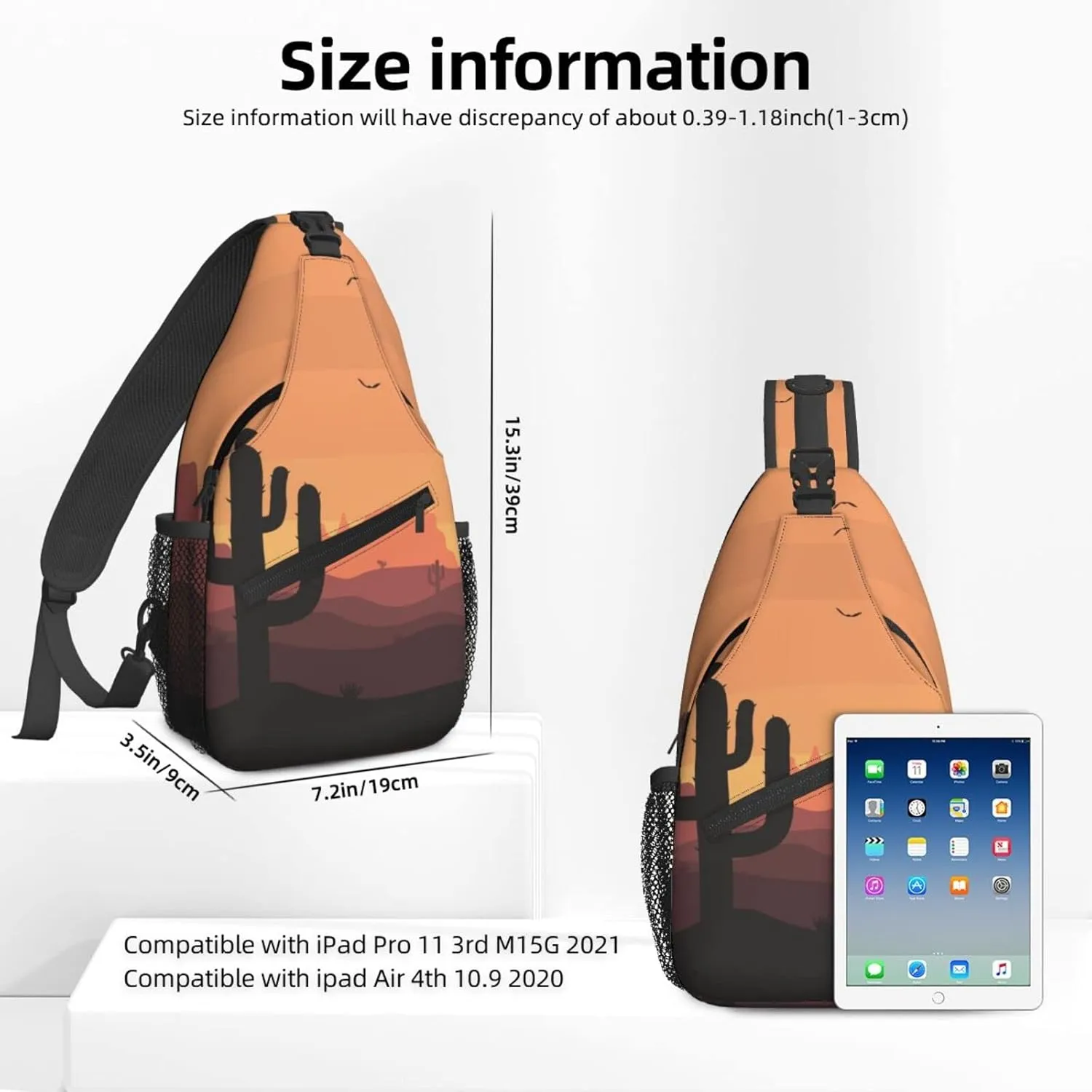 Desert Sunset Cactus Sling Bag for Women Crossbody Sling Backpack Men Casual Daypack Backpacks Gym Cycling Travel Hiking