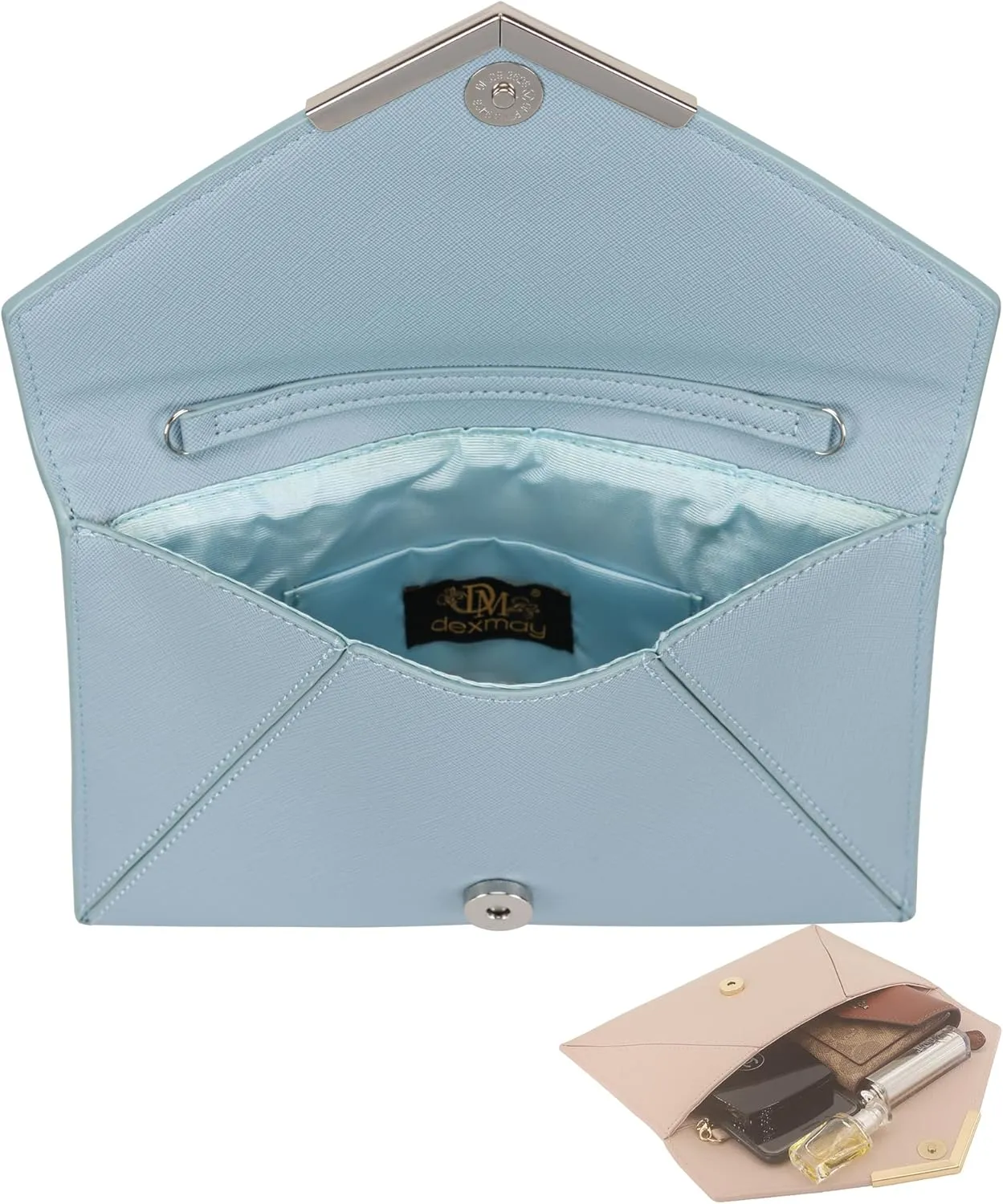 Dexmay Women Envelope Clutch Handbag Medium Saffiano Leather Foldover Clutch Purse