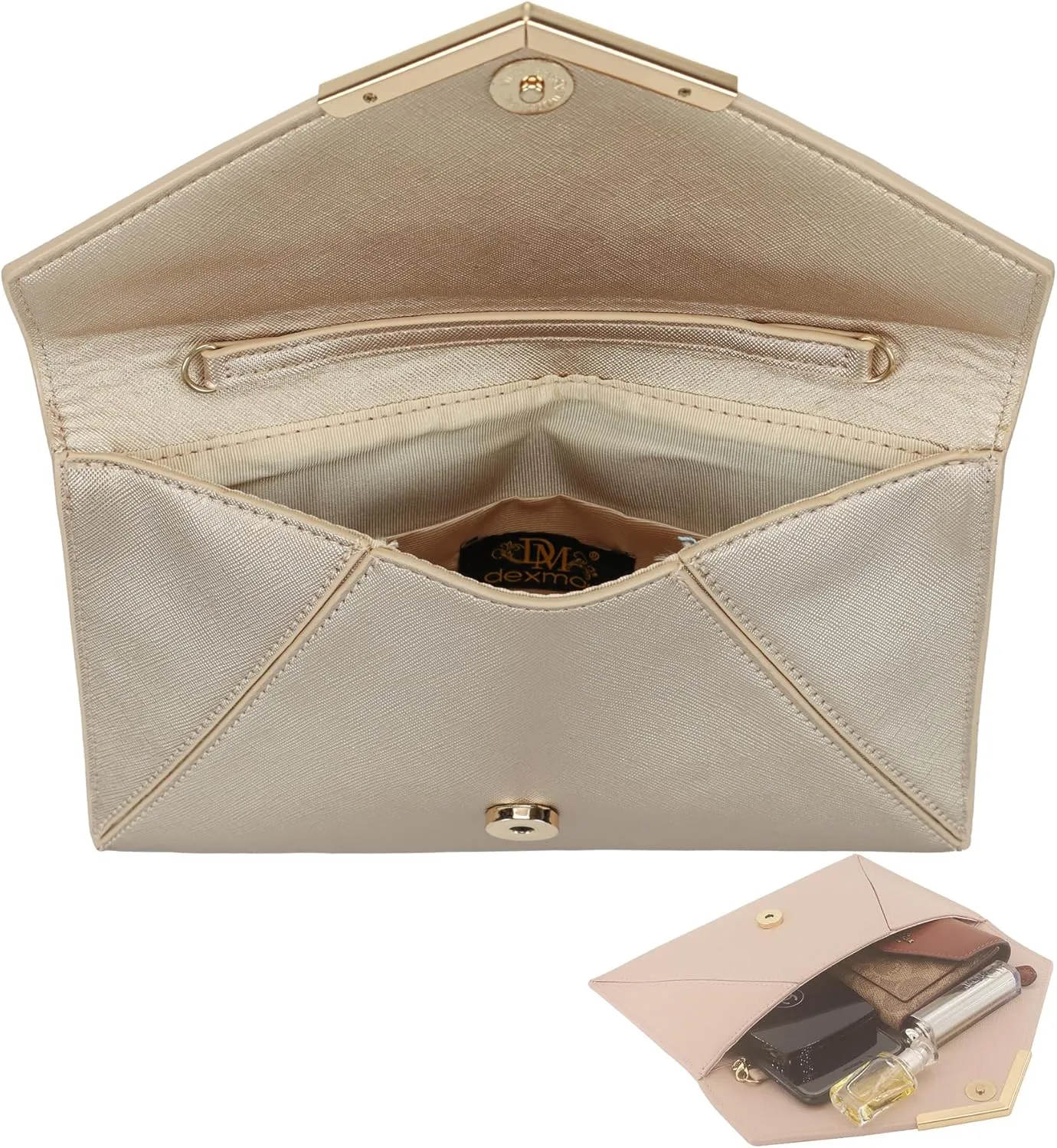Dexmay Women Envelope Clutch Handbag Medium Saffiano Leather Foldover Clutch Purse