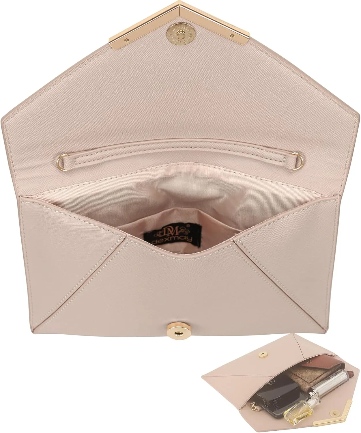 Dexmay Women Envelope Clutch Handbag Medium Saffiano Leather Foldover Clutch Purse