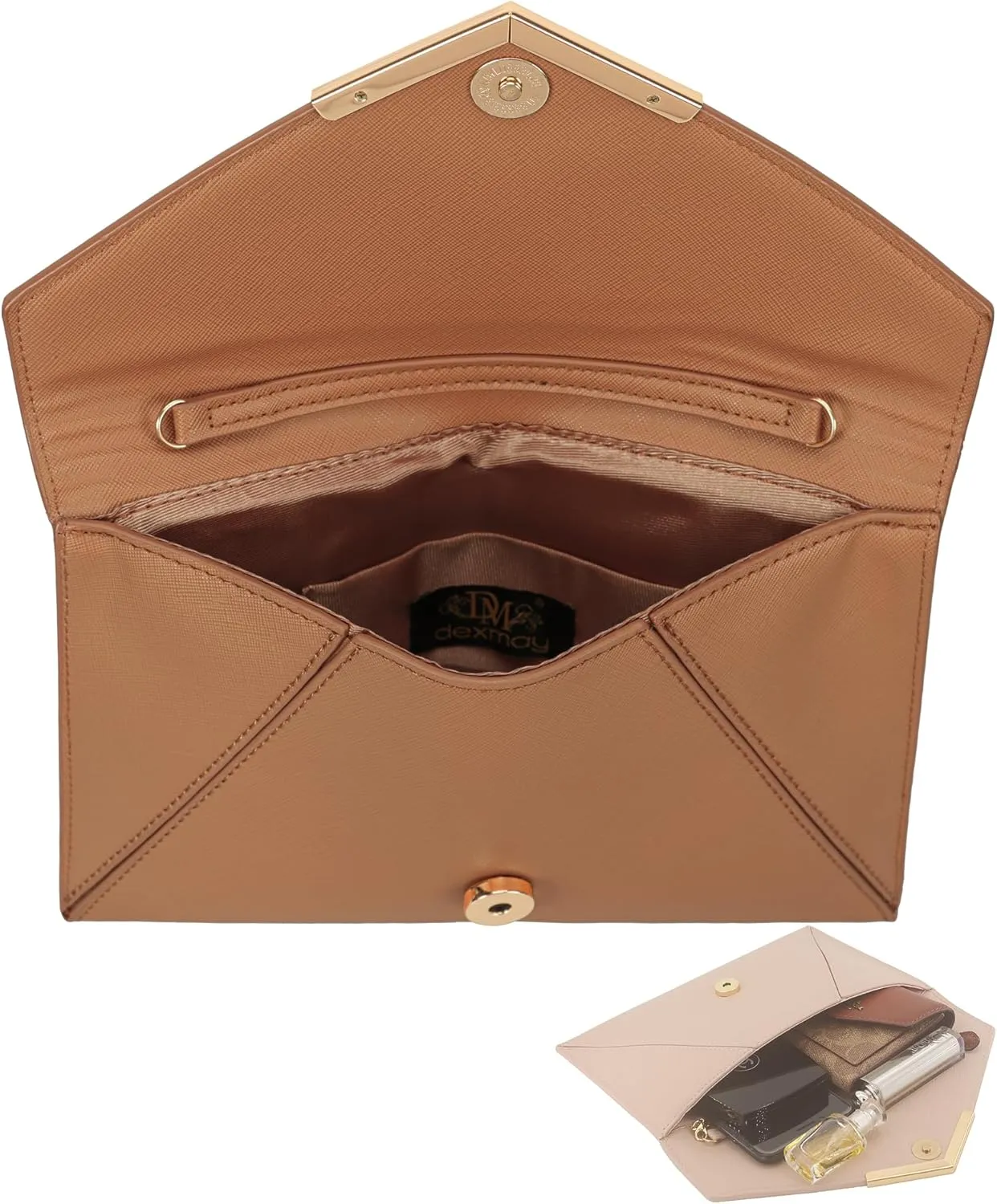 Dexmay Women Envelope Clutch Handbag Medium Saffiano Leather Foldover Clutch Purse