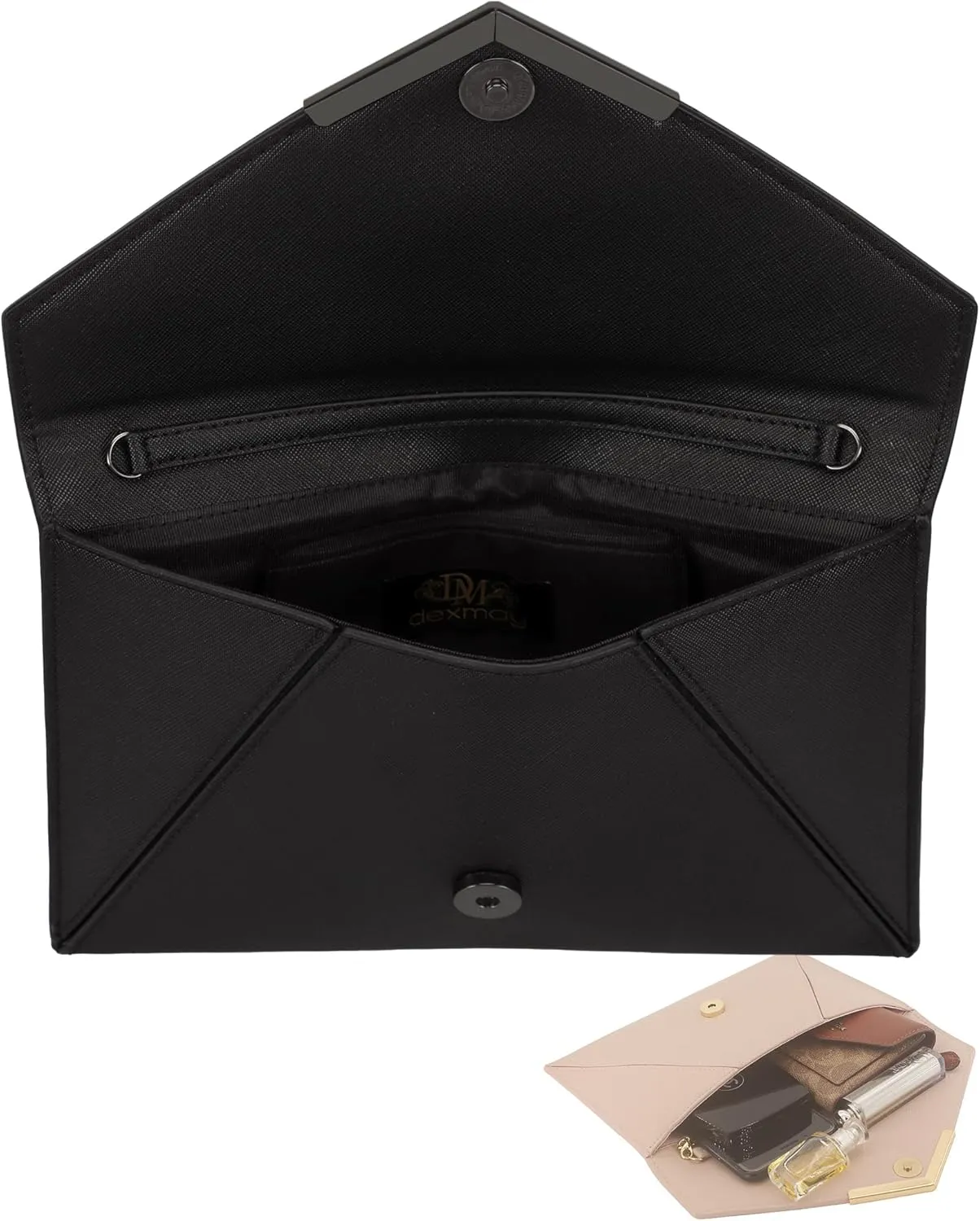 Dexmay Women Envelope Clutch Handbag Medium Saffiano Leather Foldover Clutch Purse