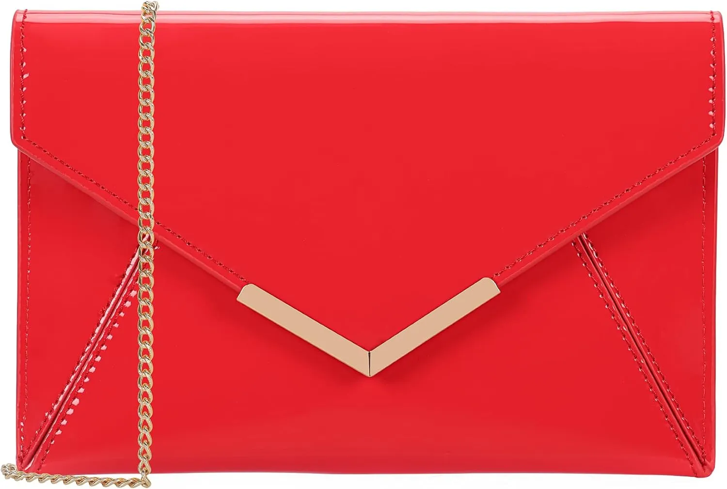 Dexmay Women Envelope Clutch Handbag Patent Leather Pouch Foldover Dress Purse