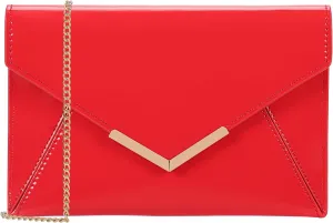 Dexmay Women Envelope Clutch Handbag Patent Leather Pouch Foldover Dress Purse