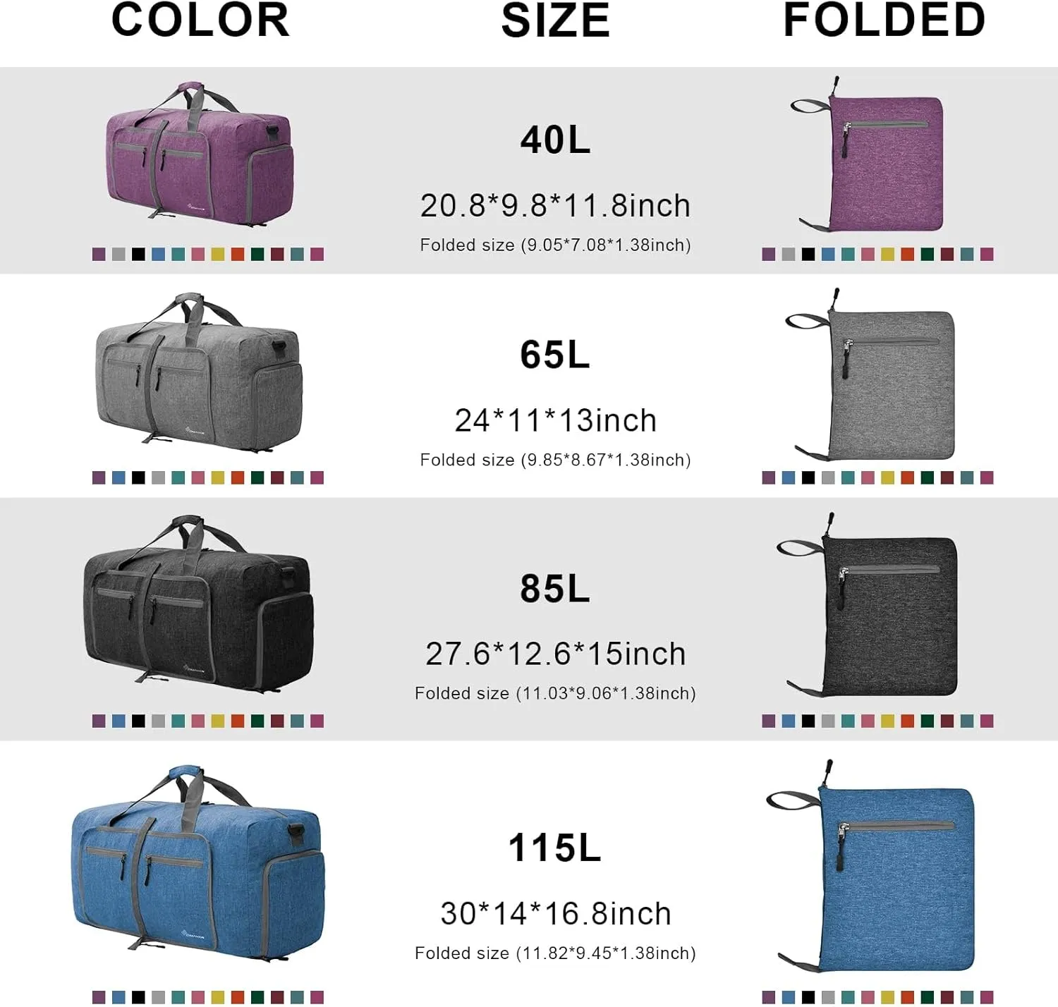 Dimayar 40L Travel Duffle Bag - Foldable Duffel Bag with Shoes Compartment - Overnight Bags Waterproof & Tear Resistant(Blue)