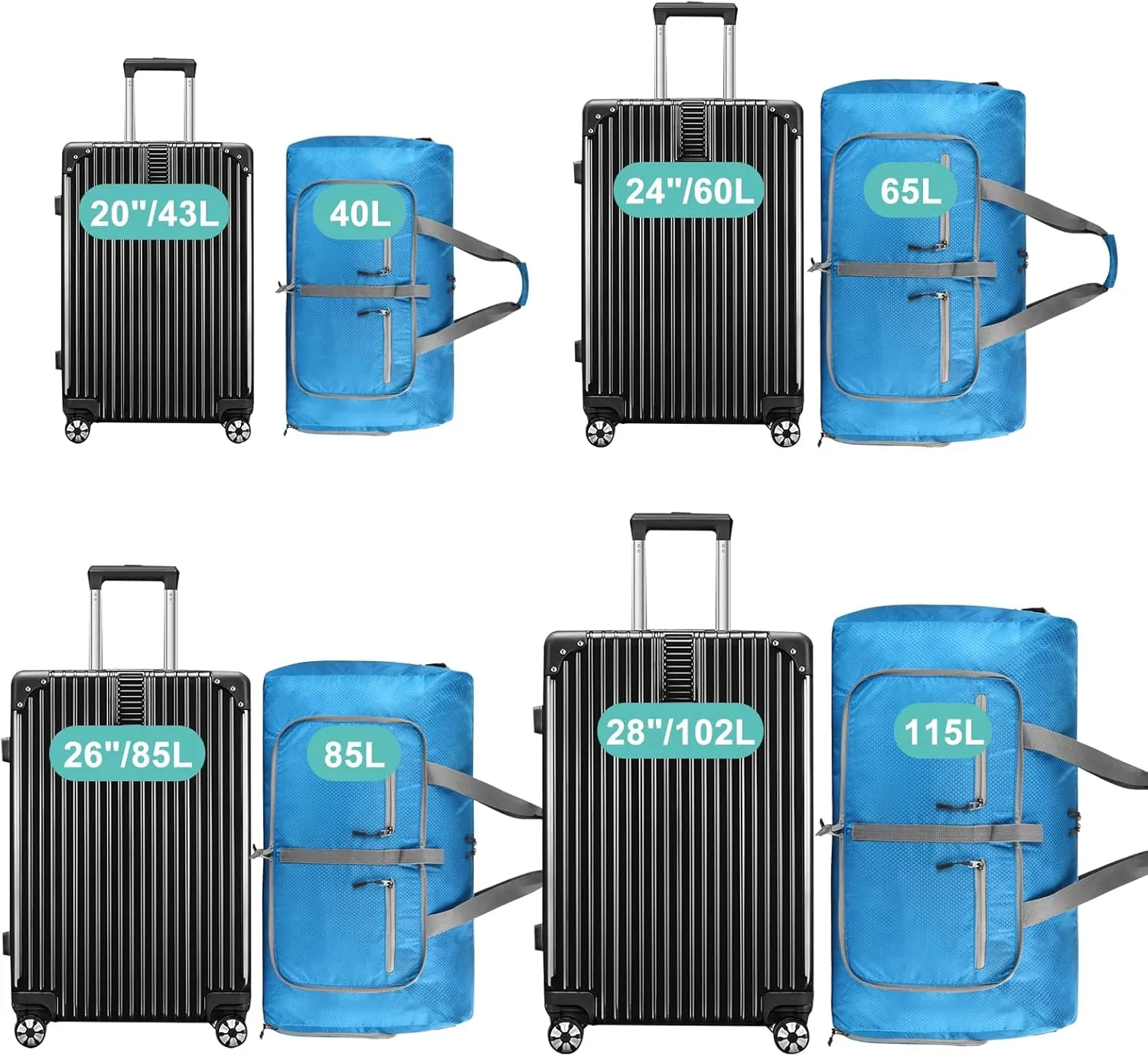 Dimayar Travel Duffle Bag for Men Women - Foldable Duffel Bag with Shoes Compartment - Overnight Bags Waterproof & Tear Resistant(40L,Light Blue)