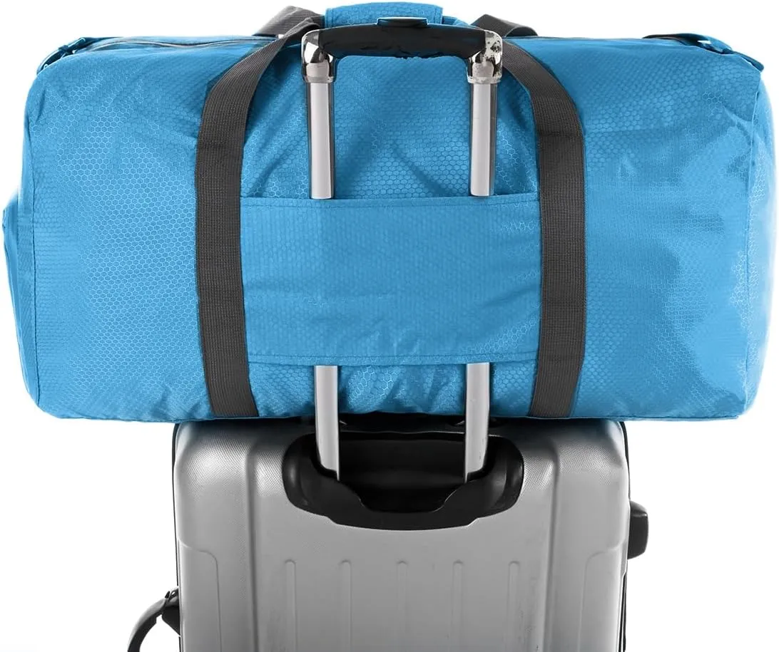 Dimayar Travel Duffle Bag for Men Women - Foldable Duffel Bag with Shoes Compartment - Overnight Bags Waterproof & Tear Resistant(40L,Light Blue)