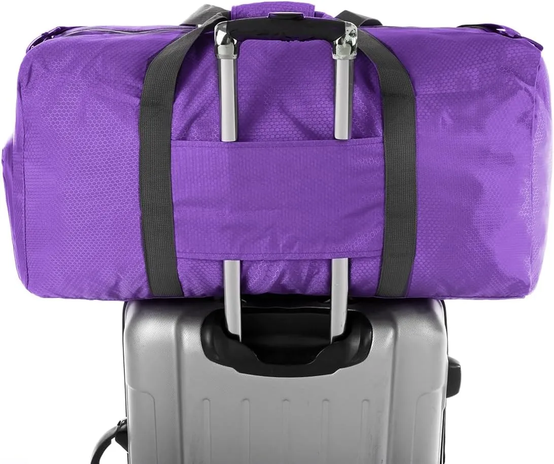 Dimayar Travel Duffle Bag for Men Women - Foldable Duffel Bag with Shoes Compartment - Overnight Bags Waterproof & Tear Resistant(40L,Purple)