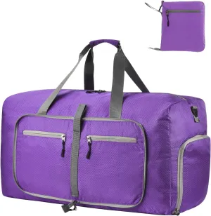 Dimayar Travel Duffle Bag for Men Women - Foldable Duffel Bag with Shoes Compartment - Overnight Bags Waterproof & Tear Resistant(40L,Purple)