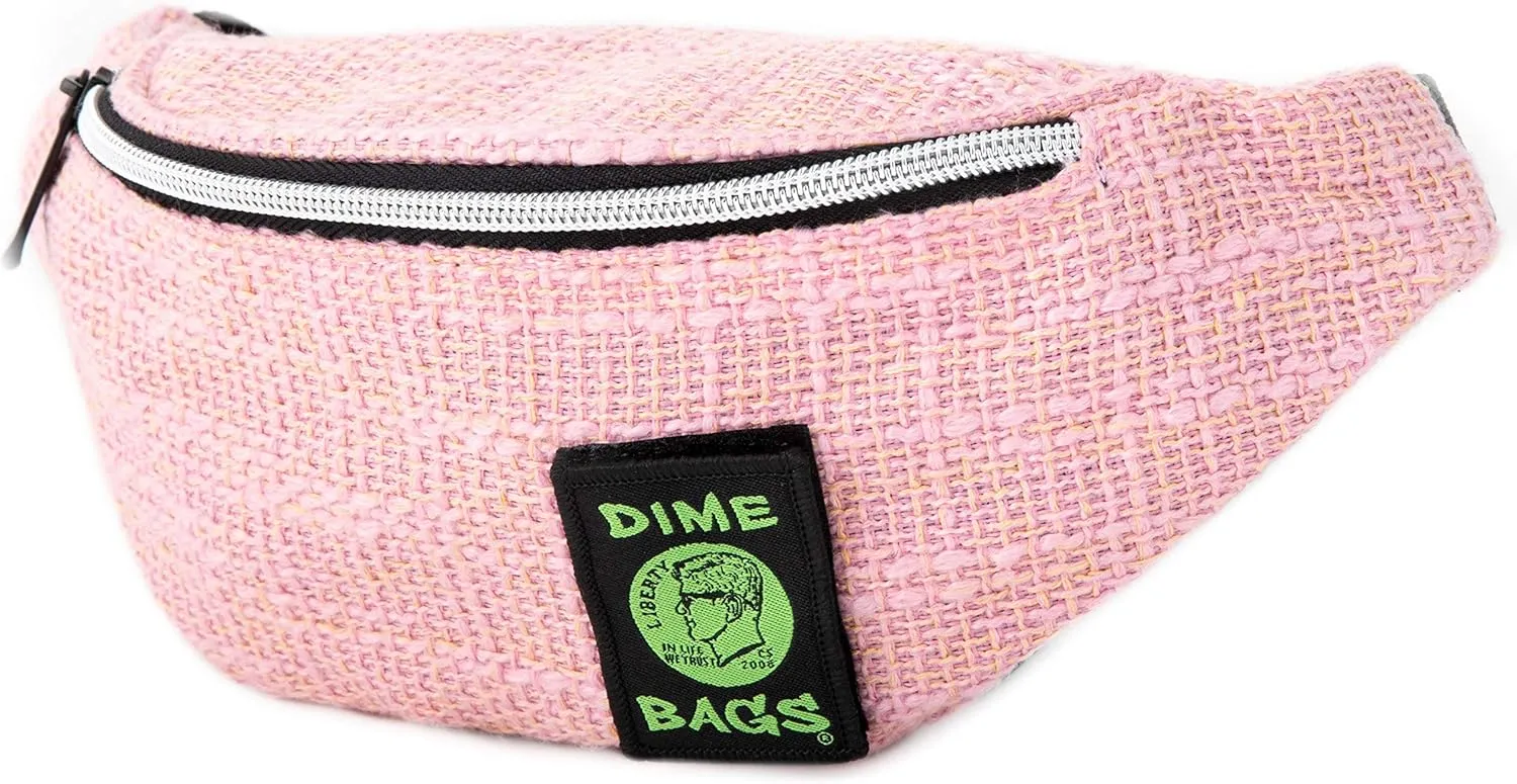 Dime Bags Hemp Waist Pack - Small Hipster Fanny Pack with Adjustable Strap (Pink)