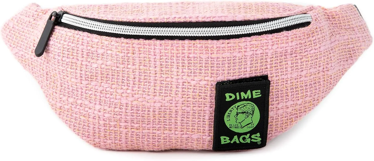 Dime Bags Hemp Waist Pack - Small Hipster Fanny Pack with Adjustable Strap (Pink)