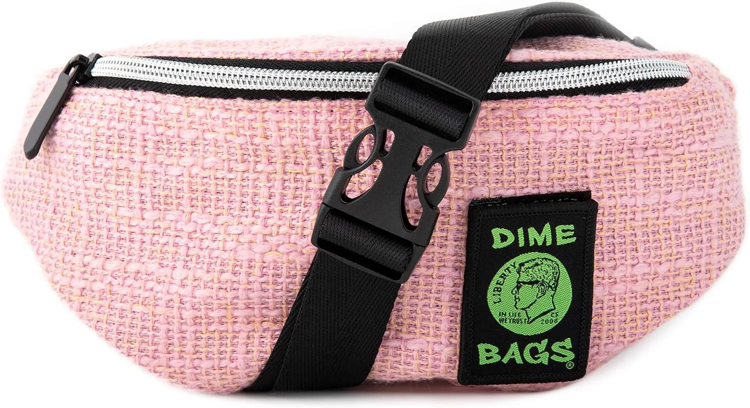 Dime Bags Hemp Waist Pack - Small Hipster Fanny Pack with Adjustable Strap (Pink)
