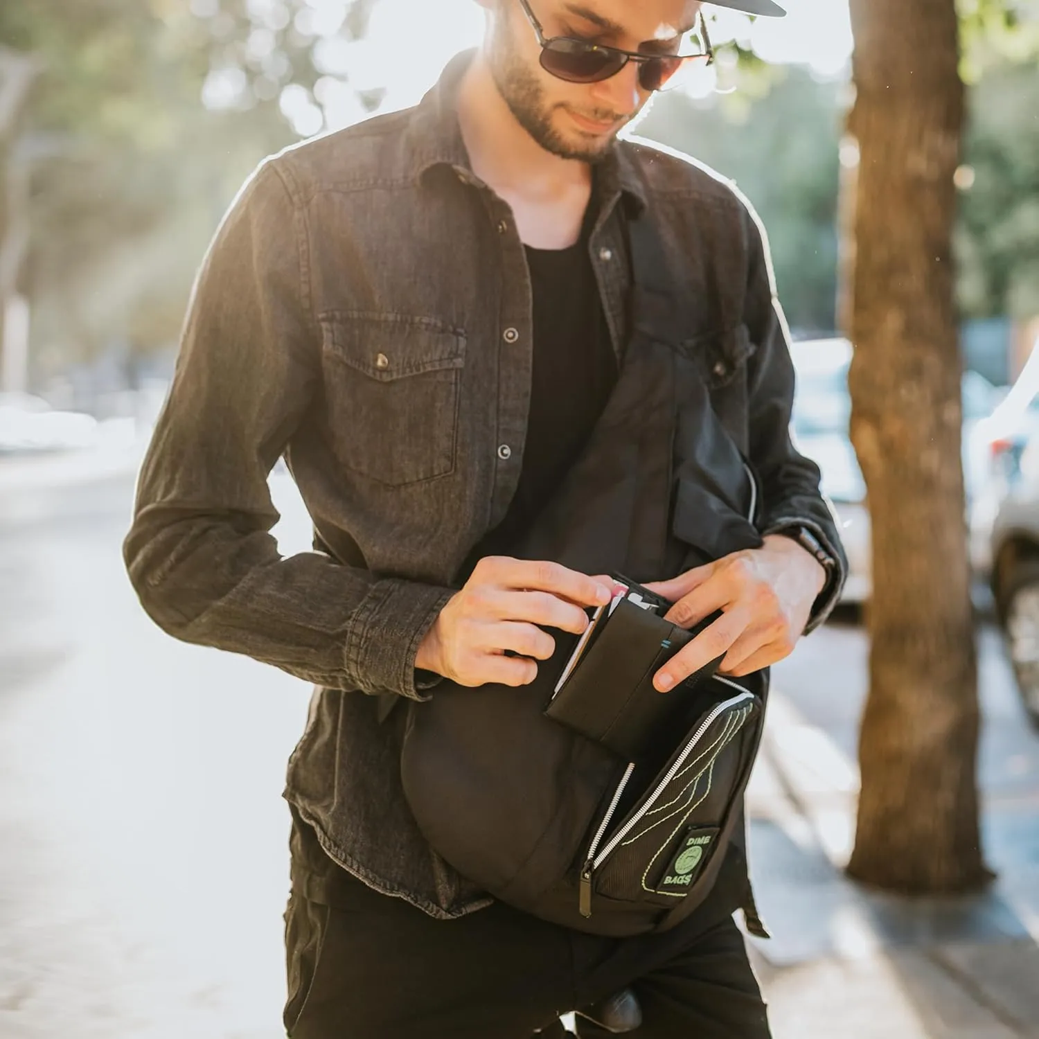 DIME BAGS - Slinger Crossbody Bag - Premium Over the Shoulder Sling Bag - Cross Body Strap Backpack ()