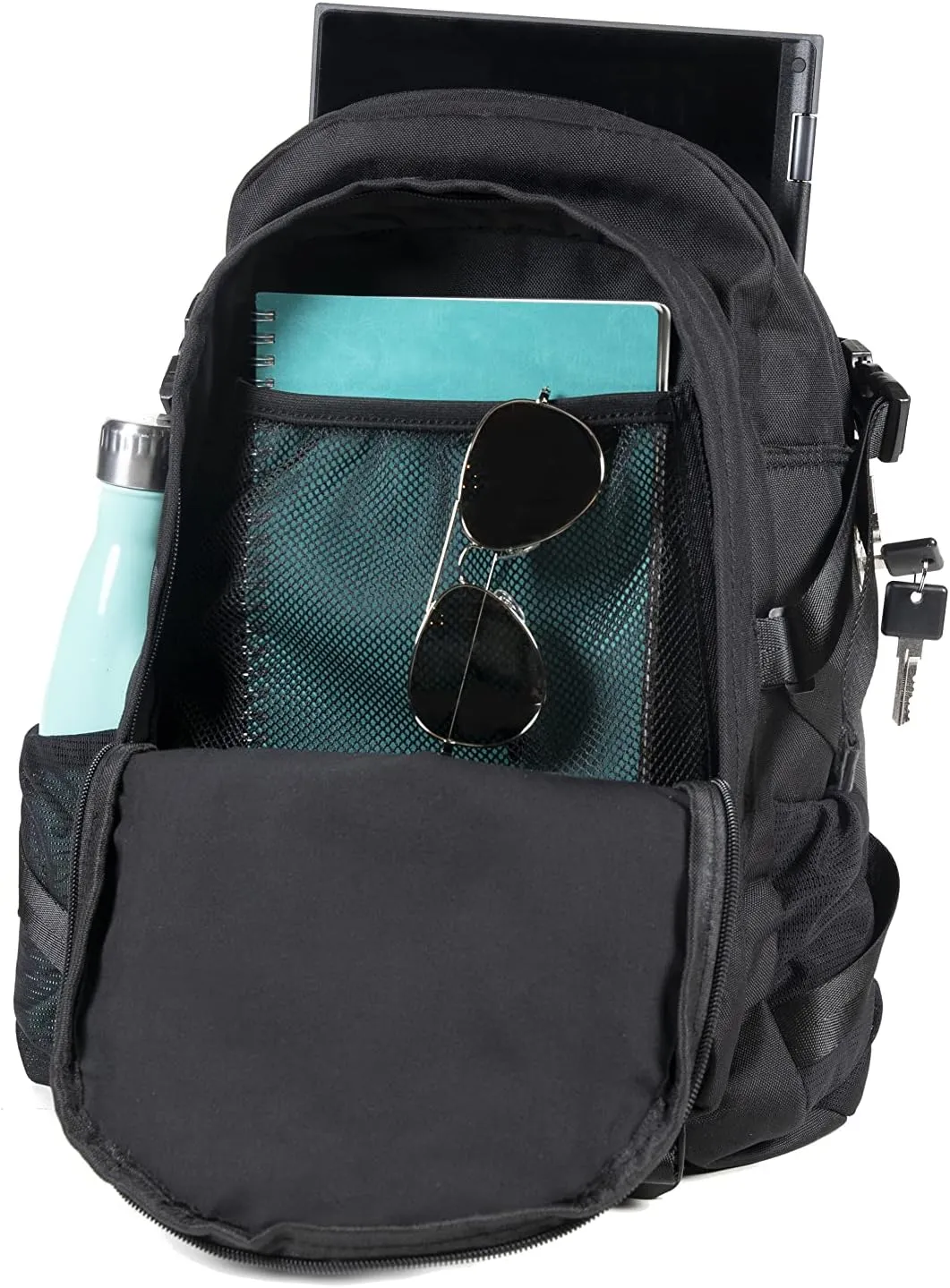 Dime Bags - The Transporter Backpack - Water-Resistant Polyester Exterior, Built-in Lock, Lightly Padded, Commuter Backpack, Cotton Interior, Padded Shoulder Straps (Black)