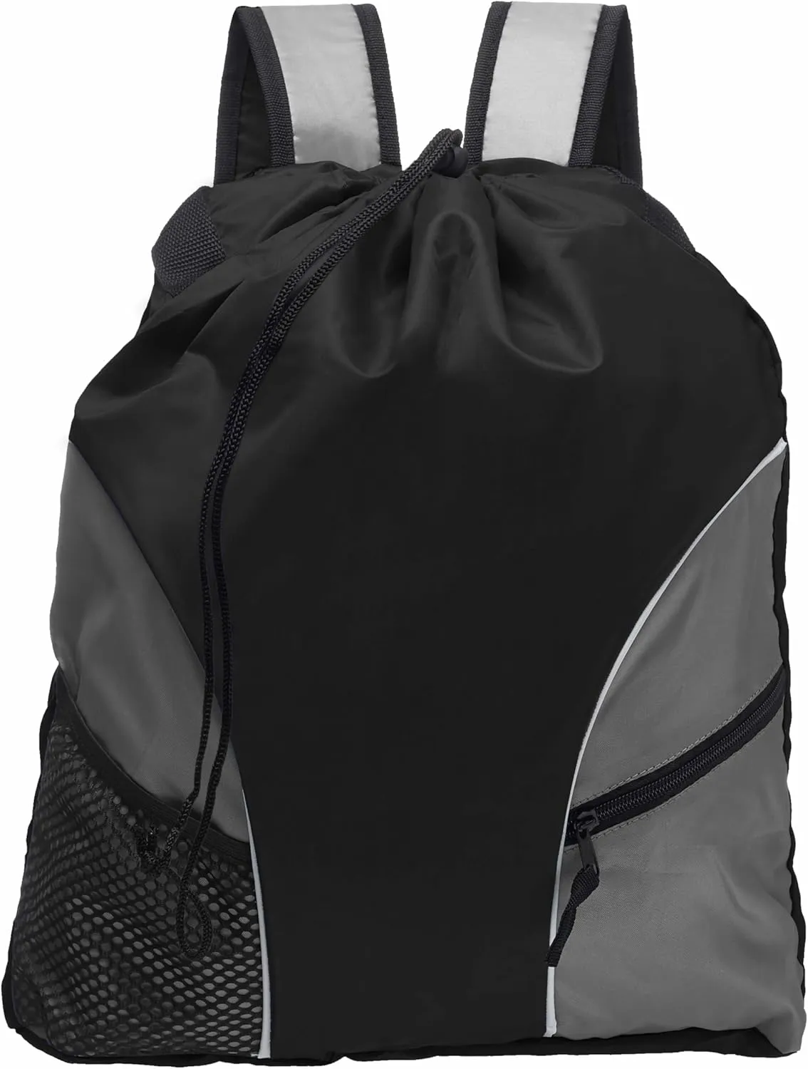 DISCOUNT PROMOS Sporter Drawstring Backpacks Set of 6, Bulk Pack - Cinch Bag, Gym Bag, Travel Backpack, Compact and Lightweight, Unisex Backpack - Black