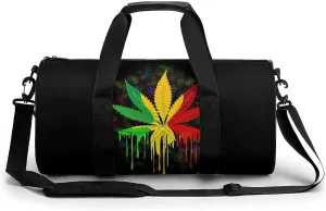 Distinct Tropical Weed Leaves Duffelbag Outdoor Tote Bag Lightweight Duffelbag Picnic Bags Easy Carry Satchels Durable Handbag Sports Duffel Bags 17.7in/9in/9in