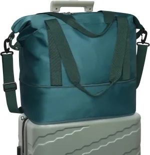 DMLuna Travel Duffel Bag, Tote Sports Gym Bag, Shoulder Overnight Weekender Bag for Women & Men, Hospital bag, Expandable Duffel Bag with Trolley Sleeve/Wet Pocket