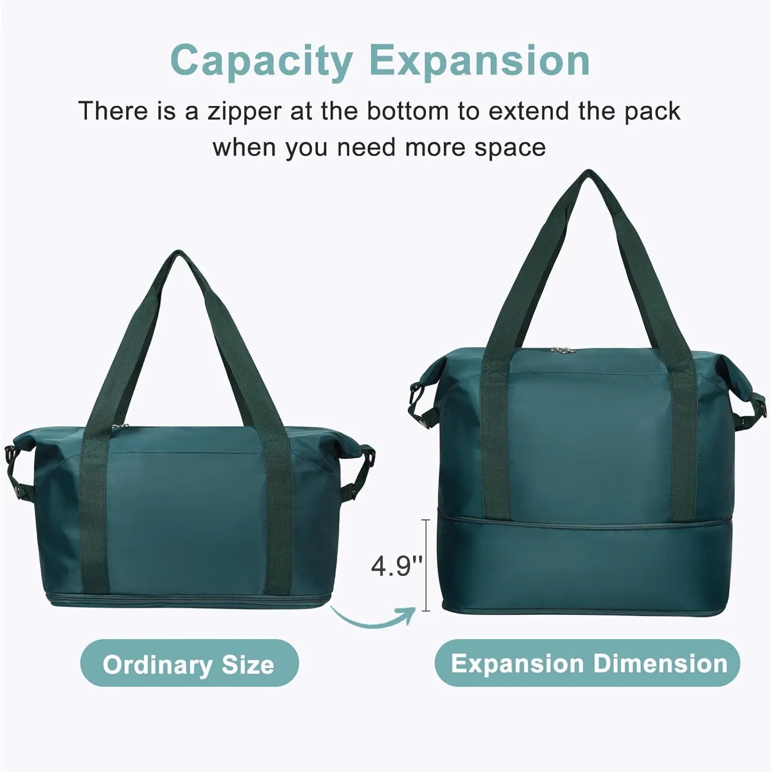 DMLuna Travel Duffel Bag, Tote Sports Gym Bag, Shoulder Overnight Weekender Bag for Women & Men, Hospital bag, Expandable Duffel Bag with Trolley Sleeve/Wet Pocket