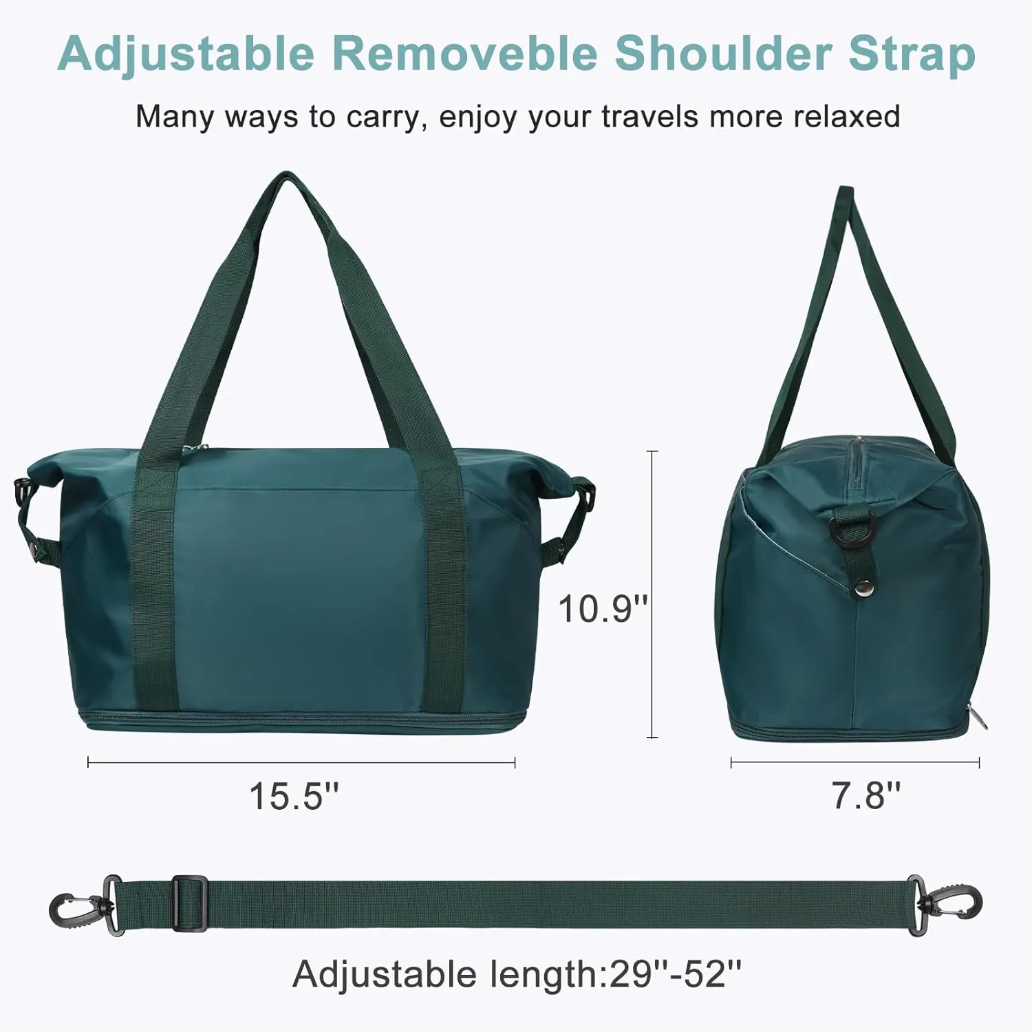 DMLuna Travel Duffel Bag, Tote Sports Gym Bag, Shoulder Overnight Weekender Bag for Women & Men, Hospital bag, Expandable Duffel Bag with Trolley Sleeve/Wet Pocket