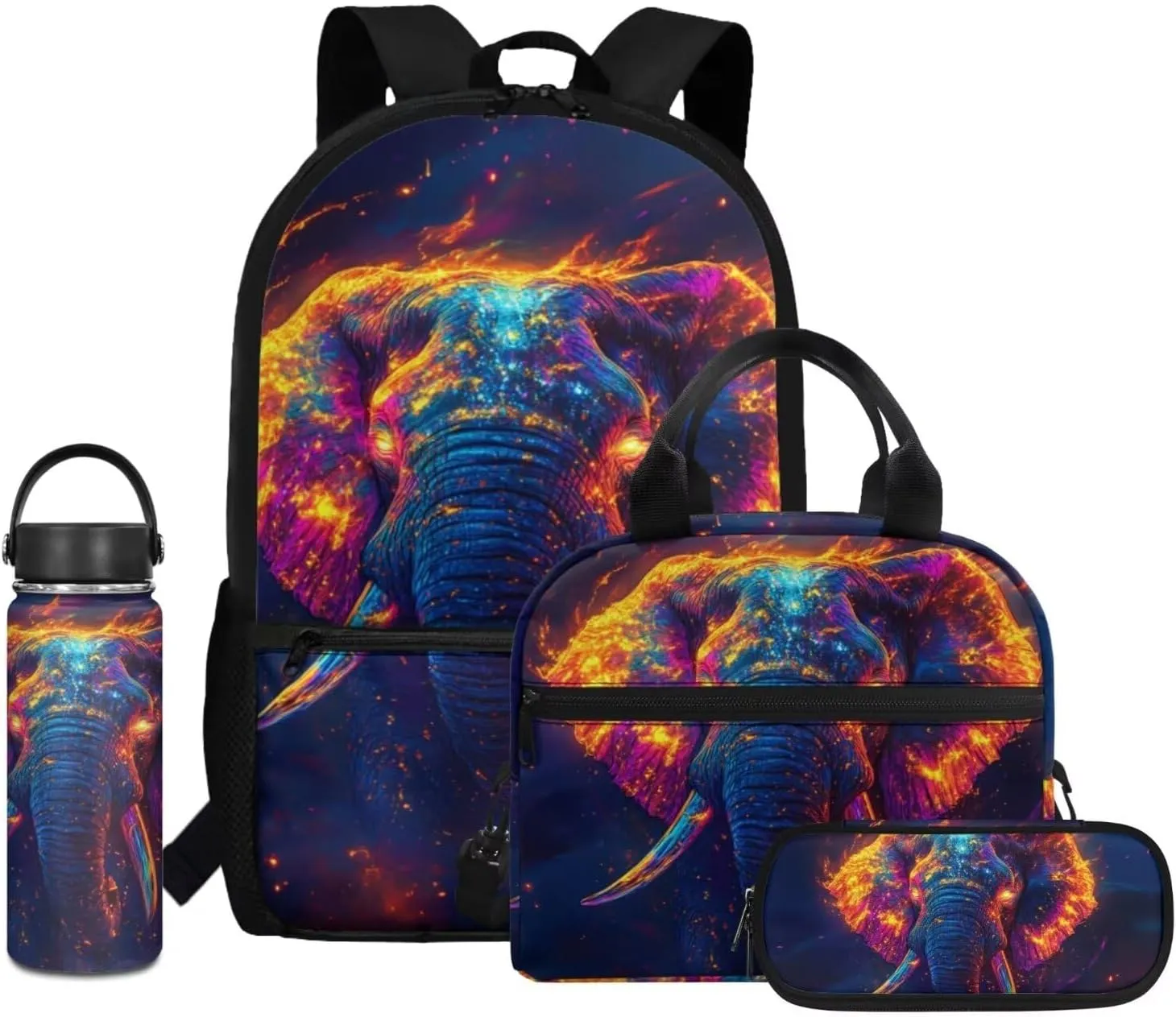 Dolyues Elephant Boys Backpack Purse Cool Animal Boys Backpack with Lunch Box Lightweight Bookbag for Boys Kids with Pencil Case and Water Bottle for Middle School College Travel Camping