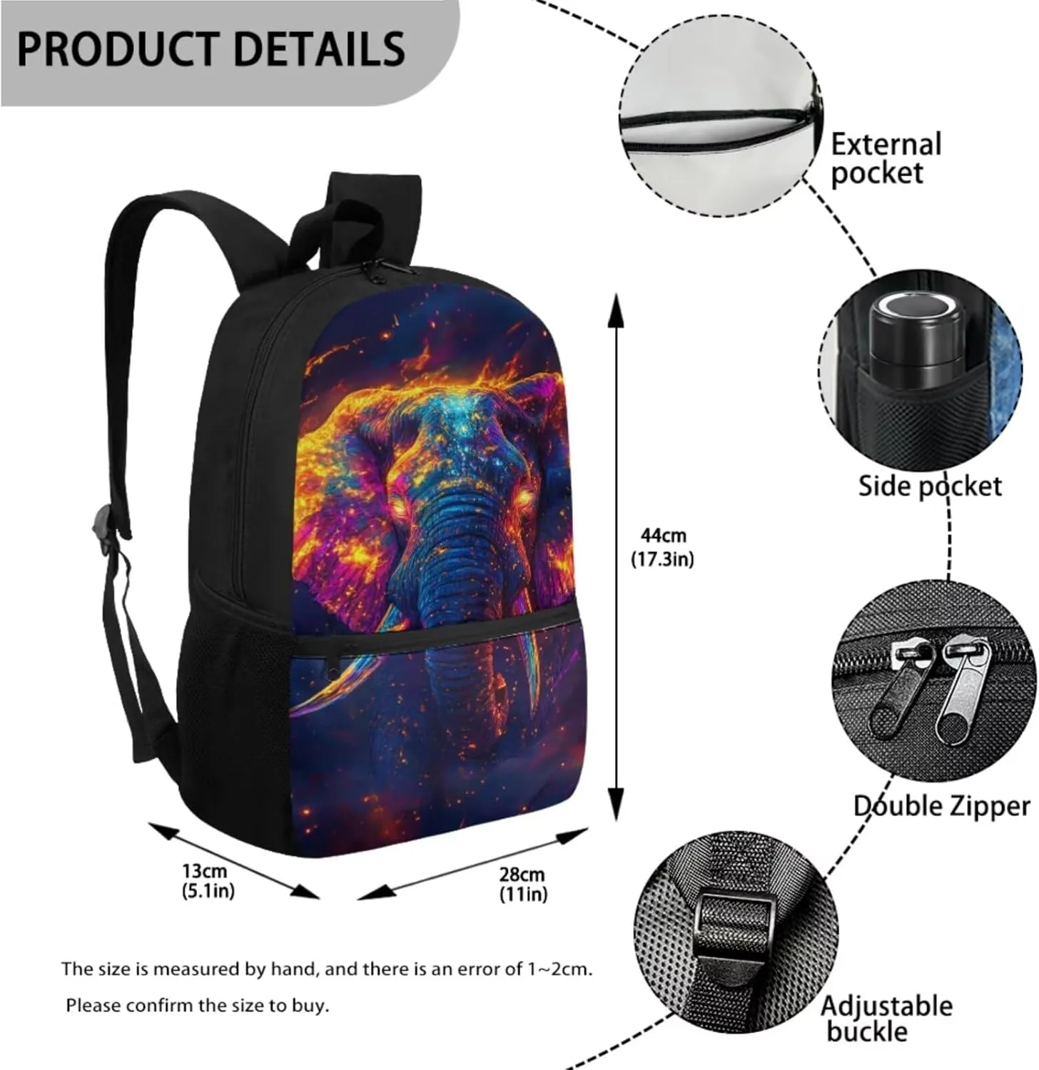 Dolyues Elephant Boys Backpack Purse Cool Animal Boys Backpack with Lunch Box Lightweight Bookbag for Boys Kids with Pencil Case and Water Bottle for Middle School College Travel Camping