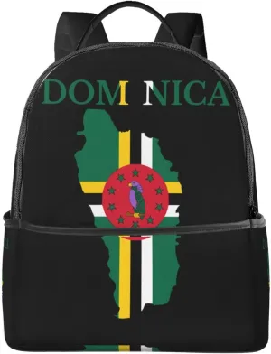Dominica Map Flag Casual Backpacks Laptop Backpack Carry-on Daypack Sports Travel Rucksack Lightweight Working Bag for Outdoor Hiking Cycling Walking