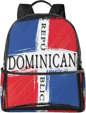 Dominican Republic Flag Casual Backpacks Laptop Backpack Carry-on Daypack Sports Travel Rucksack Lightweight Working Bag for Outdoor Hiking Cycling Walking