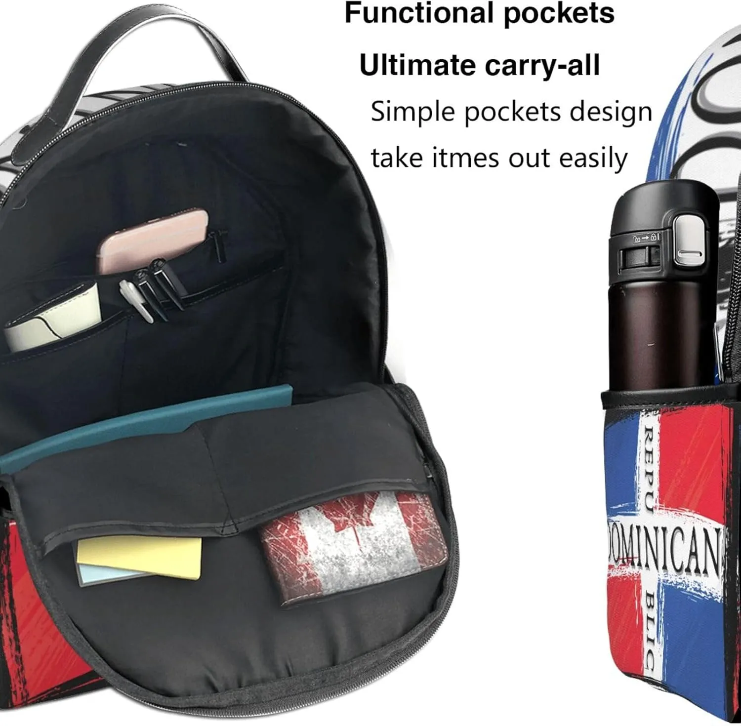 Dominican Republic Flag Casual Backpacks Laptop Backpack Carry-on Daypack Sports Travel Rucksack Lightweight Working Bag for Outdoor Hiking Cycling Walking