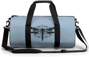 Dragonfly Insect Gym Bag Cylindrical Sports Bag Travel Duffel Bag with Shoulder Strap