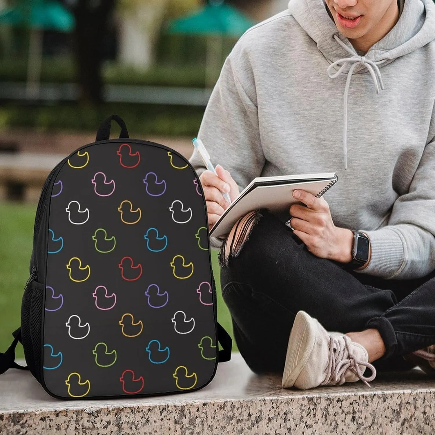 Duck Rubber Black Backpack Lightweight Waterproof Backpacks Laptop Backpack for Unisex