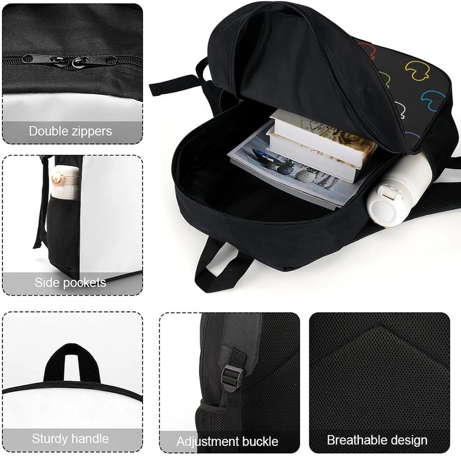 Duck Rubber Black Backpack Lightweight Waterproof Backpacks Laptop Backpack for Unisex