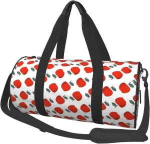 Duffel Bag Red Apples Pattern Round Gym Bag For Men Women Duffle Bag Lightweight For Travel Sports