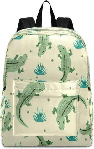 Dussdil Crocodile Alligators Kids Backpack Boys Girls Backpacks School Bags Bookbag Laptop iPad Tablet Bag Daypack Large Travel Sports Bags