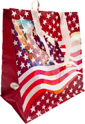 Earthwise Reusable Shopping Bags Extremely Durable Multi Use Large Stylish Fun Foldable Water-Resistant Totes Design - Soaring Eagle (Pack of 5)