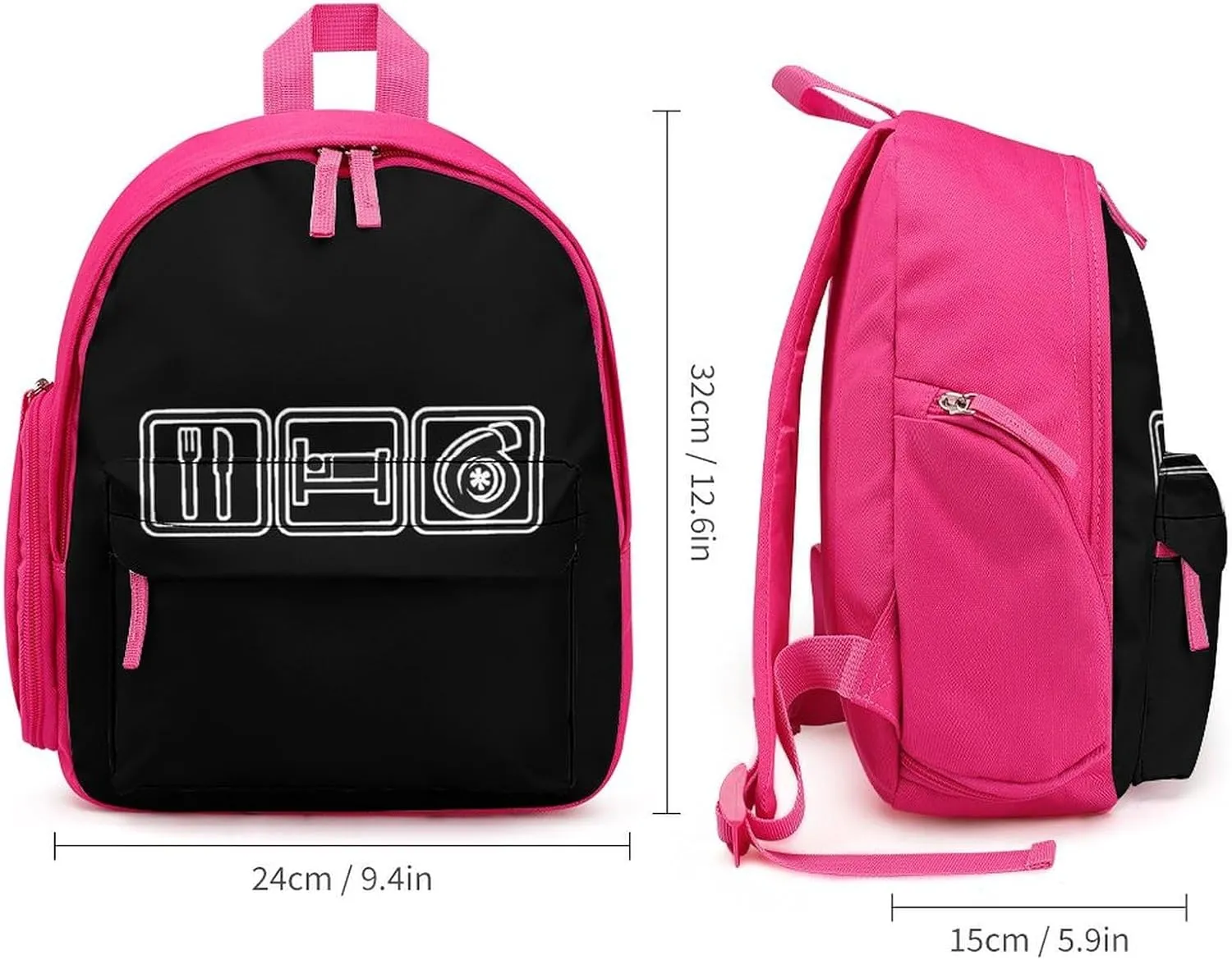 Eat Sleep Boosts Simple Backpack Lightweight Cute Printing Shoulder Bag Family Travel Pink-style